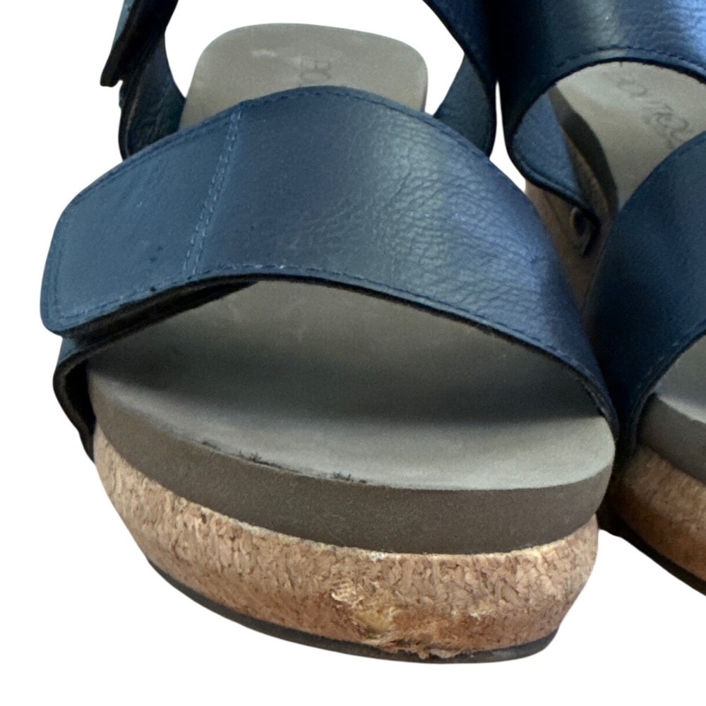 Boutique by Corkys Shaw Navy Blue Double Strap Cork Wedge Sandals Womens 10 - Picture 7 of 7